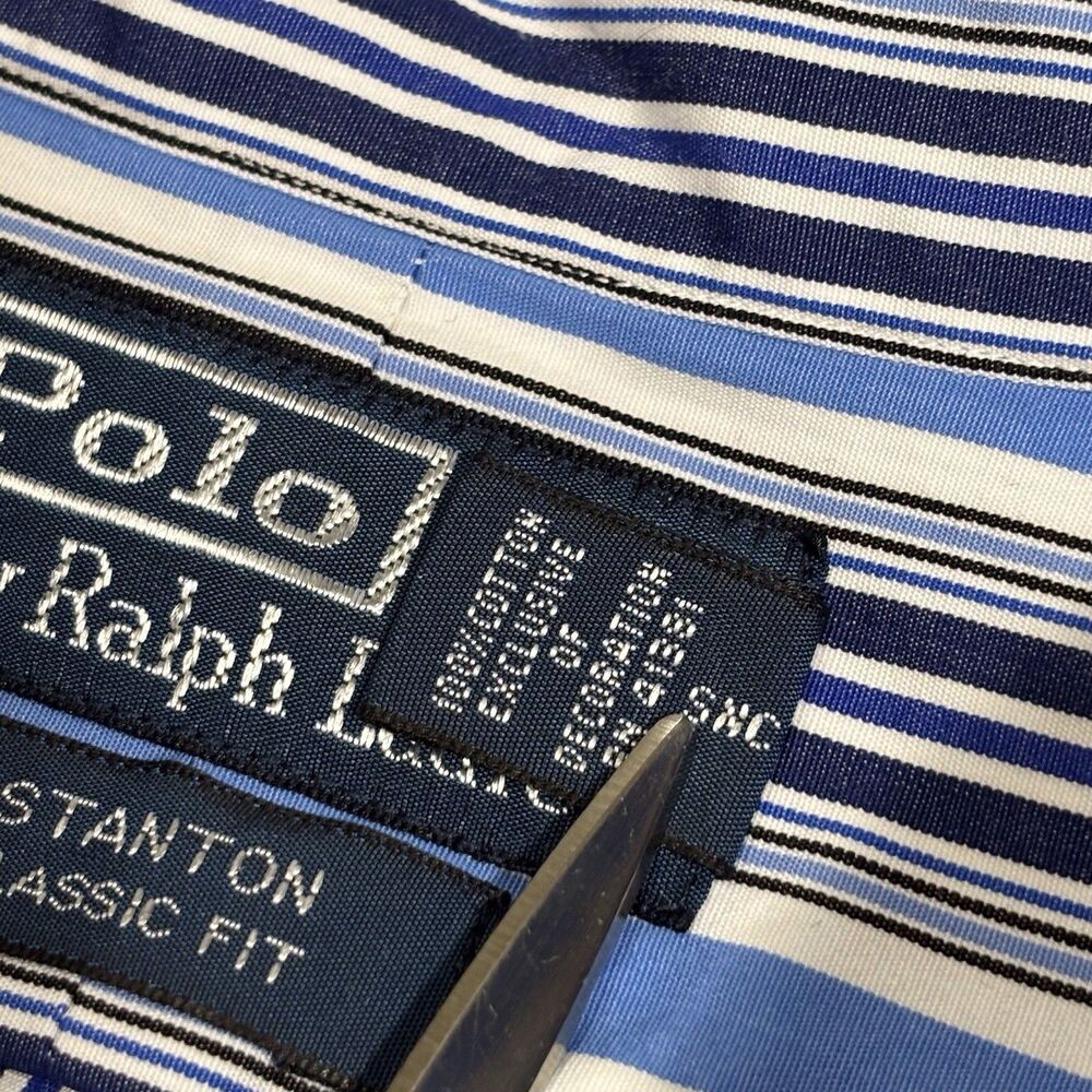 Polo Ralph Lauren Stanton Classic Fit Shirt Mens XL Blue Stripe Cotton Button Up - Picture 8 of 9